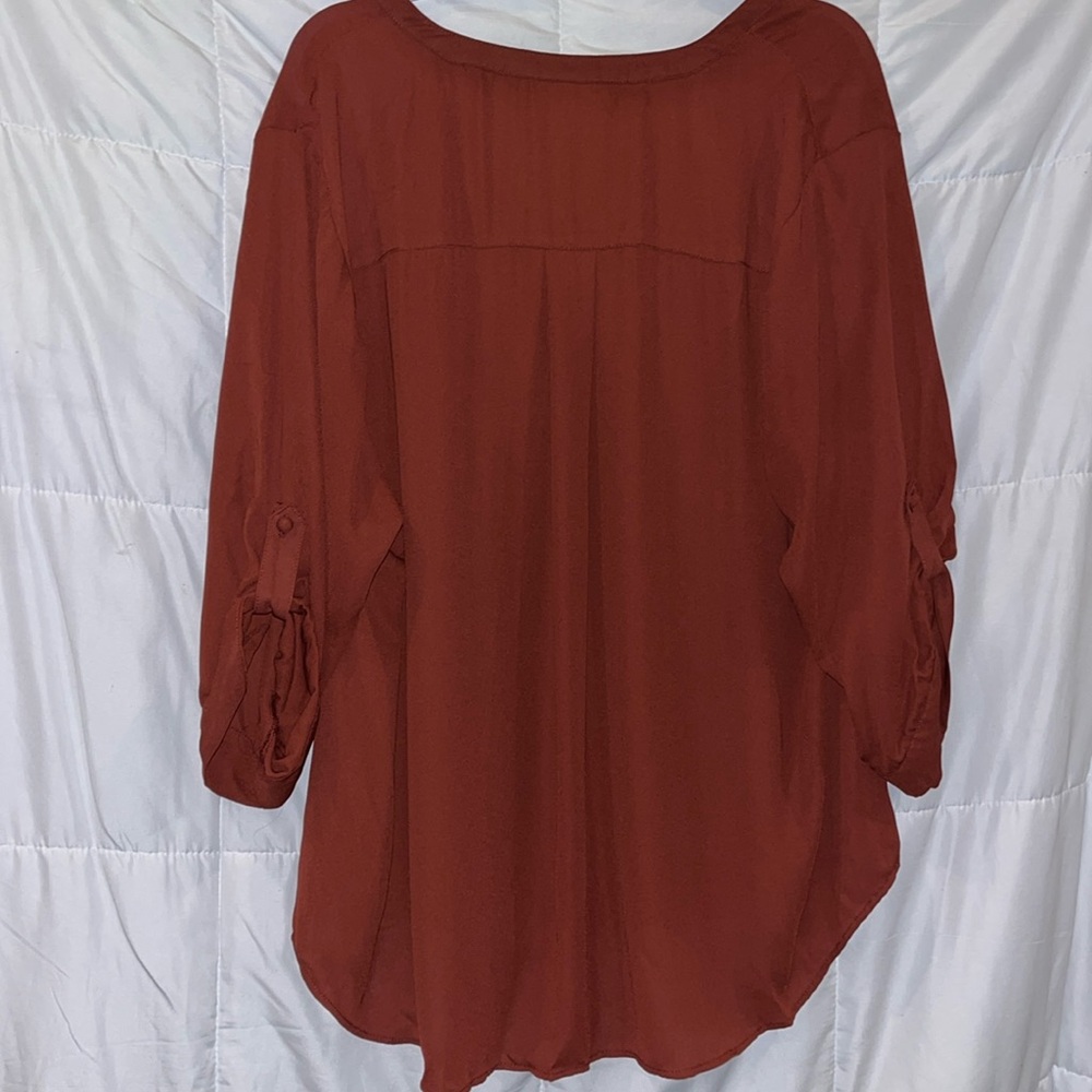 TORRID Rust Color HARPER GEORGETTE PULLOVER 3/4 Sleeves BLOUSE size 3/3X - Picture 3 of 12
